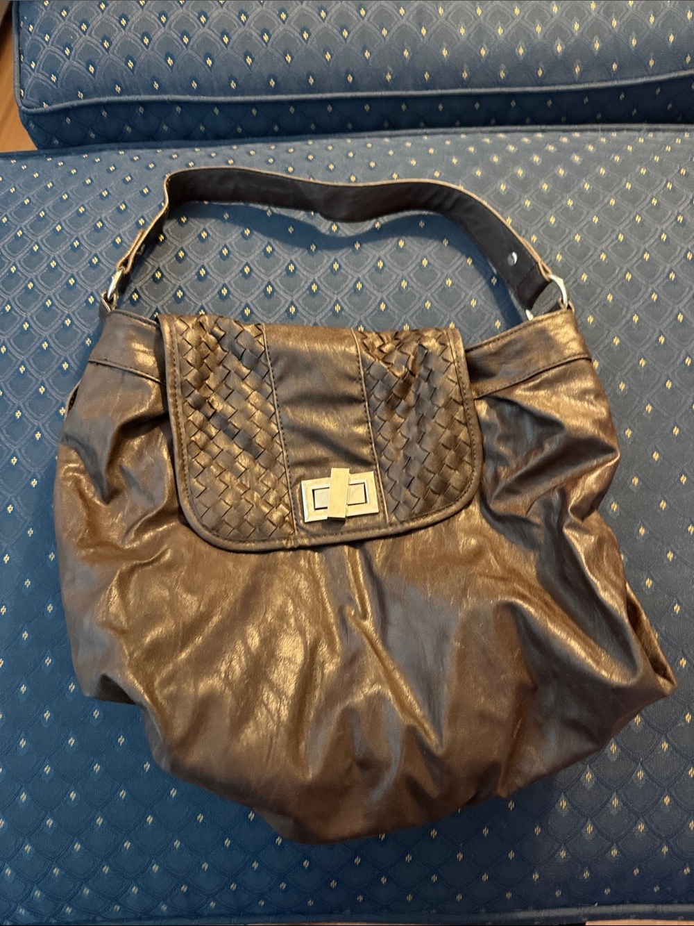 NY & Co Women’s Brown Woven Flap Shoulder Bag